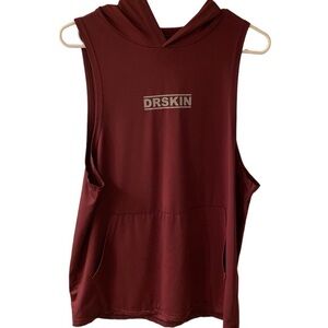 DRSKIN Red Sleeveless Muscle Tee with Hood size small